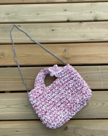 SAC - FIL LACET - ROSE & BLANC La boutique de Charlyne