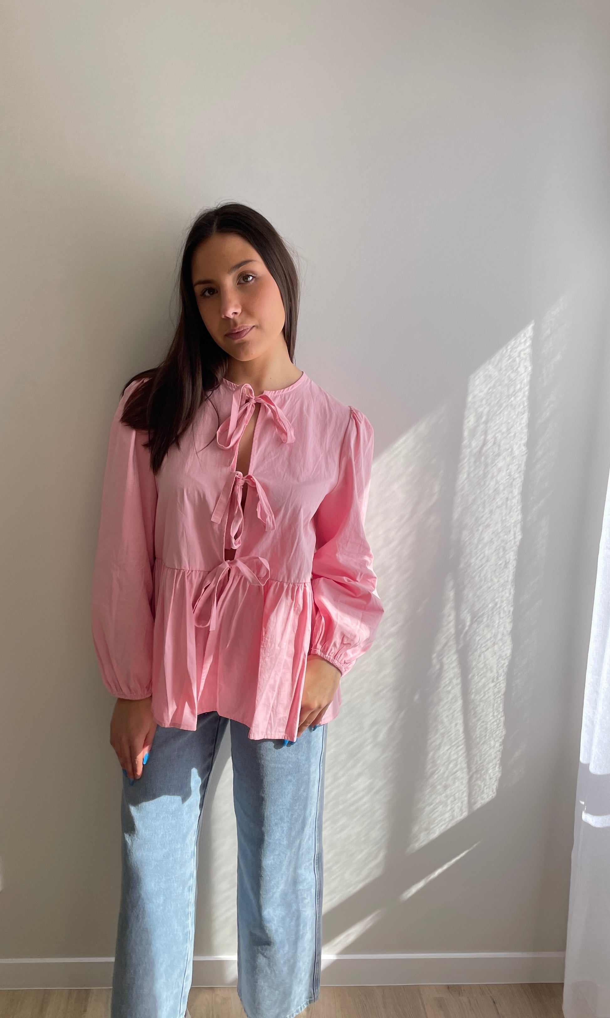 BLOUSE NOEUDS ROSE La boutique de Charlyne