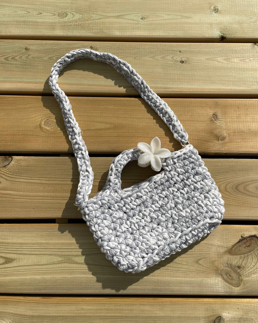 SAC - FIL MACRAMÉ - GRIS & BLANC La boutique de Charlyne