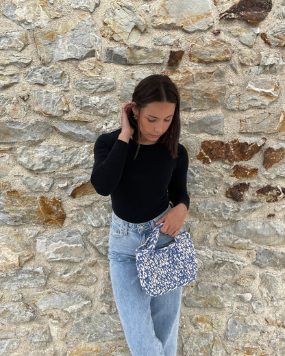 SAC - FIL MACRAMÉ - BEIGE & BLEU La boutique de Charlyne