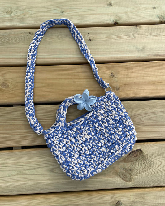 SAC - FIL MACRAMÉ - BEIGE & BLEU La boutique de Charlyne
